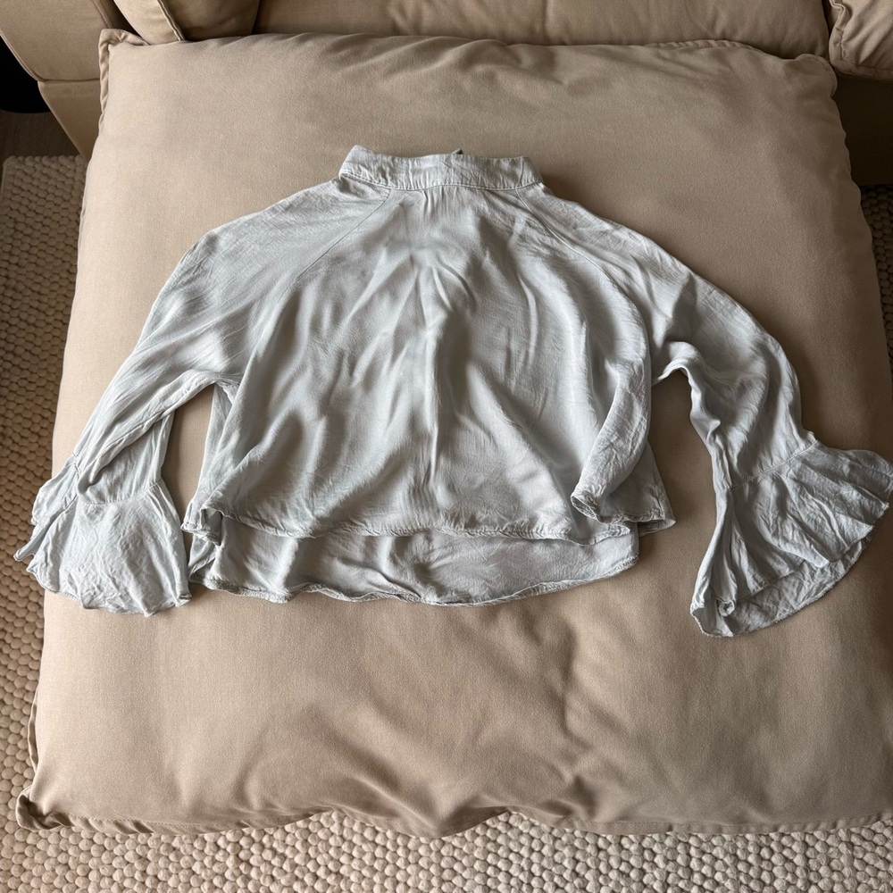 Baby Blue Ruffle Sleeve Blouse